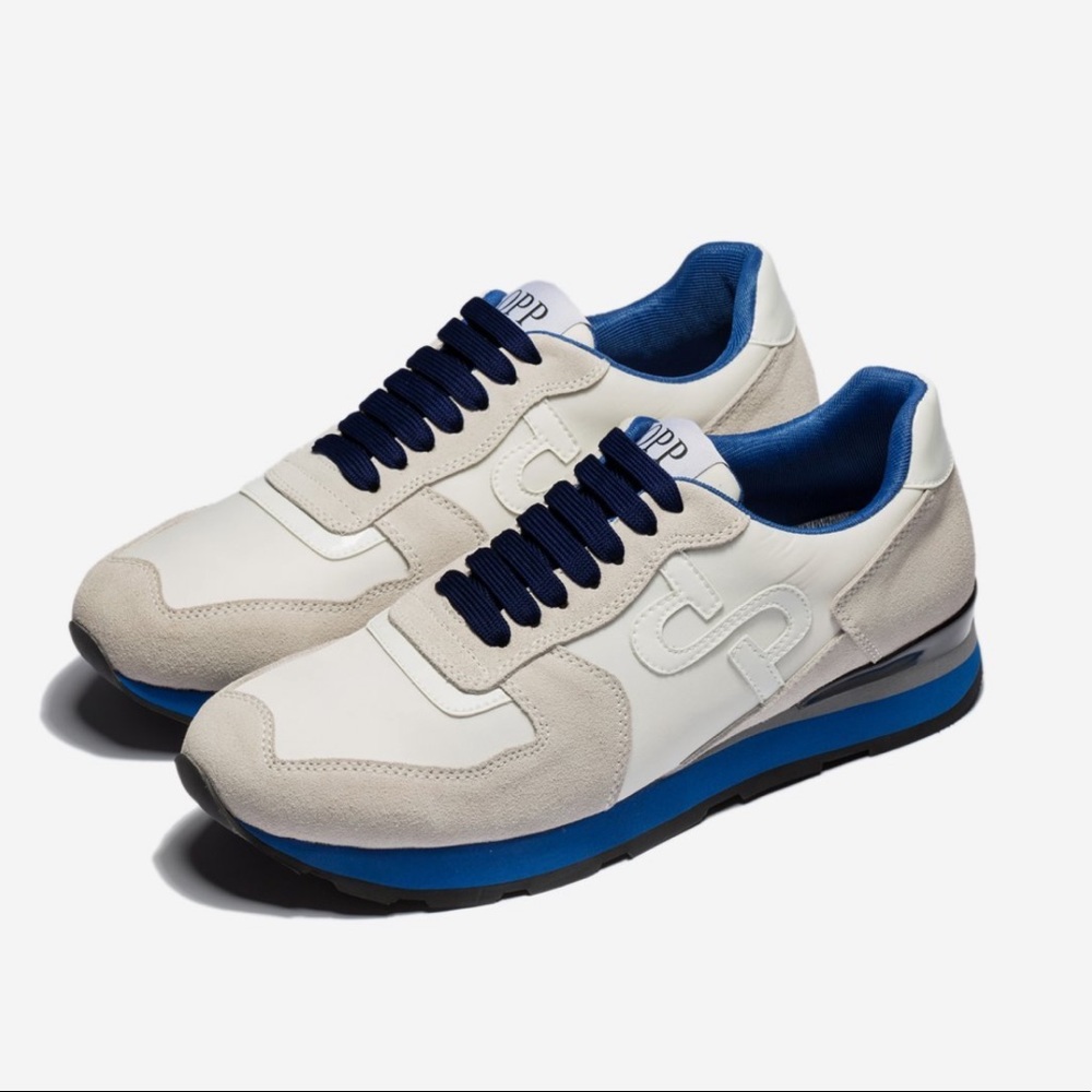 OPP France Lace Up Suede Sneakers in White Size 10